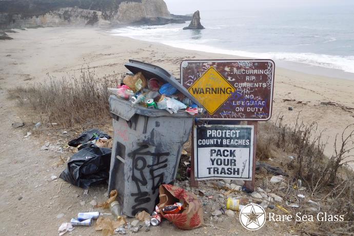 Trash and litter left behind on Davenport Beach