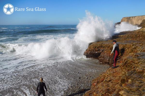 Davenport Beach during glassing season with gravel exposed by winter storms