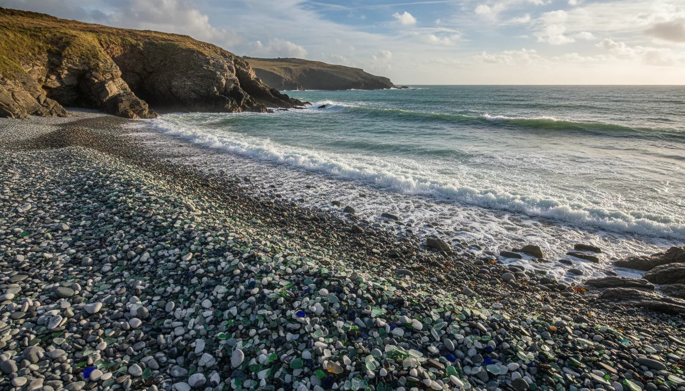 The dramatic west Wales coastline at Cardigan Bay facing the Irish Sea, with pebble beaches and green clifftops